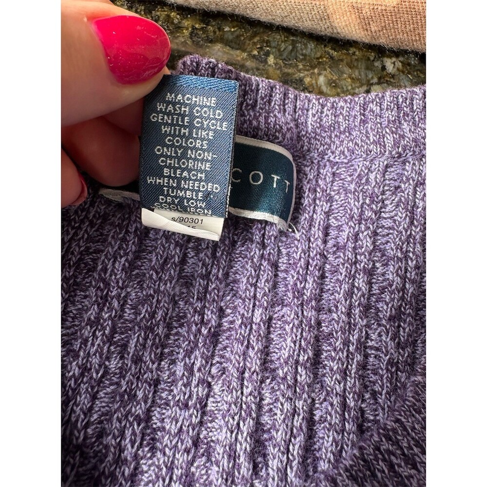 Karen Scott Sweater Womens Size L Purple Heathered V-Neck Textured Knit - Picture 6 of 7